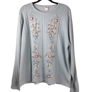 Adrian Dilafield Sweater Women's 2XL GUC Fancy Embroidery Stitching Top Shirt